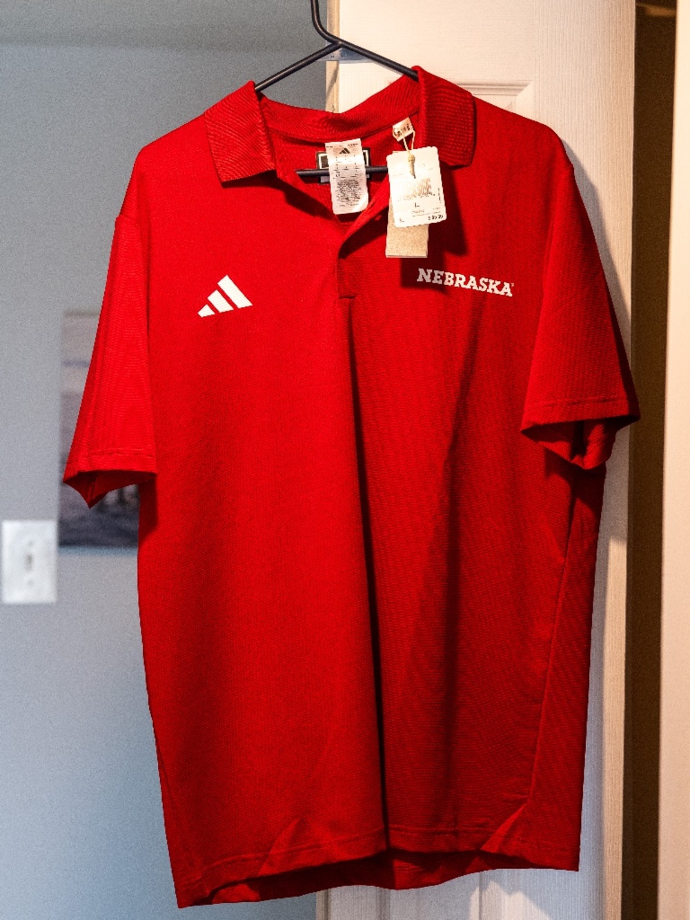 NWT adidas Nebraska Cornhuskers Sideline Ottoman Polo Men's Large